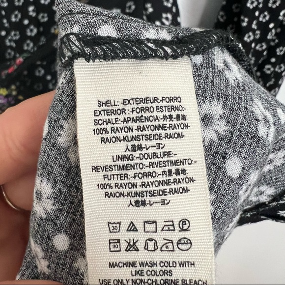 Free People black floral mixed print long sleeve mini dress Size Small - Picture 8 of 8